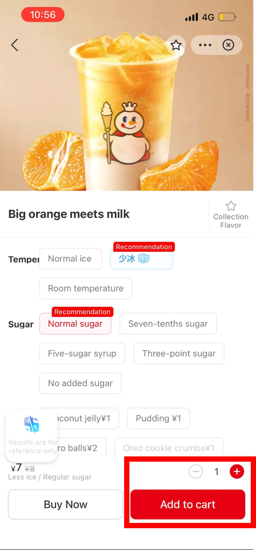 Sélection d'un produit et des options dans un mini-programme Alipay